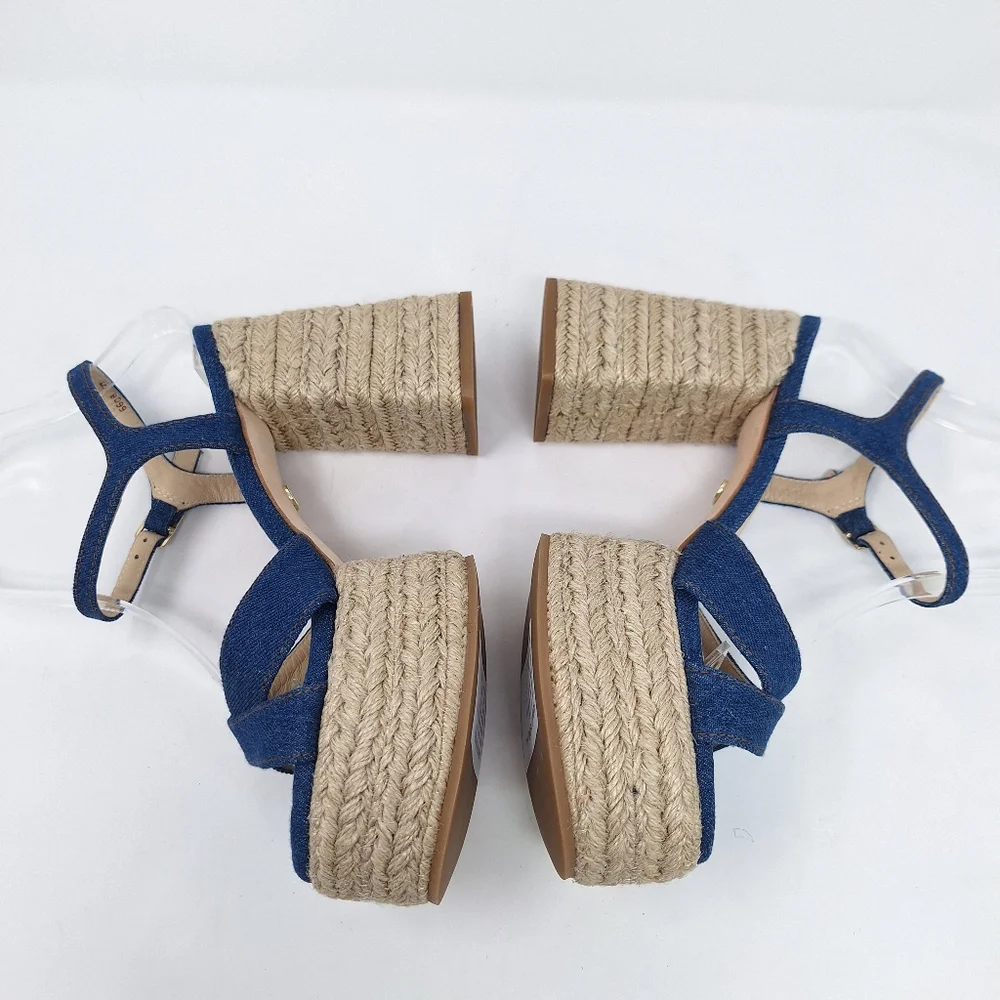 Dee Ocleppo Gaga Mayory Denim Platform Buckle Sandal Braided - Picture 7 of 10